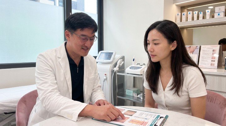 吳紹琥醫師講解受損屏障與膚質改善 顯微鏡下觀察角質層健康對膚質改善 使用玻尿酸與神經醯胺進行膚質改善 皮秒雷射複合療程輔助完成膚質改善