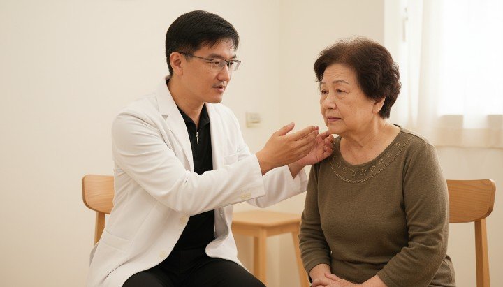 醫師示範專業的埋線拉提效果對比 診間諮詢溝通埋線拉提效果與流程 側臉下顎線條呈現埋線拉提效果 局部麻醉進行中提升埋線拉提效果